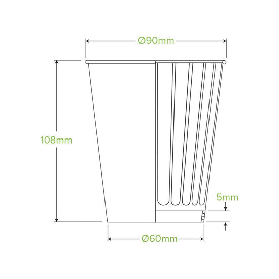 12oz/390mL (90mm) Kraft Green Stripe Double Wall BioCup - 1000pcs/Ctn - TEM IMPORTS™