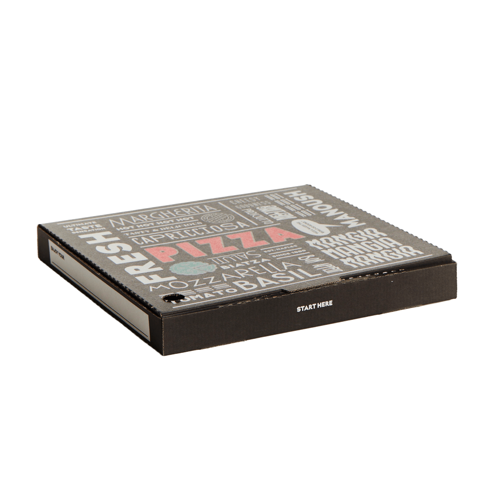 13" Inch Takeaway Pizza Box Printed Black - 100/CTN - TEM IMPORTS™