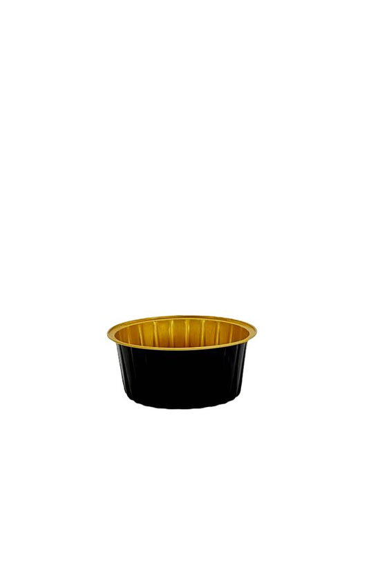 130mL Ribbed Wall Black & Gold Round Aluminium Foil Cake Tin - TEM IMPORTS™
