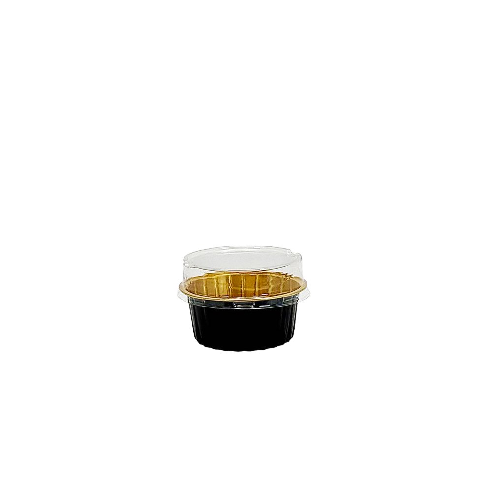 130mL Ribbed Wall Black & Gold Round Aluminium Foil Cake Tin - TEM IMPORTS™