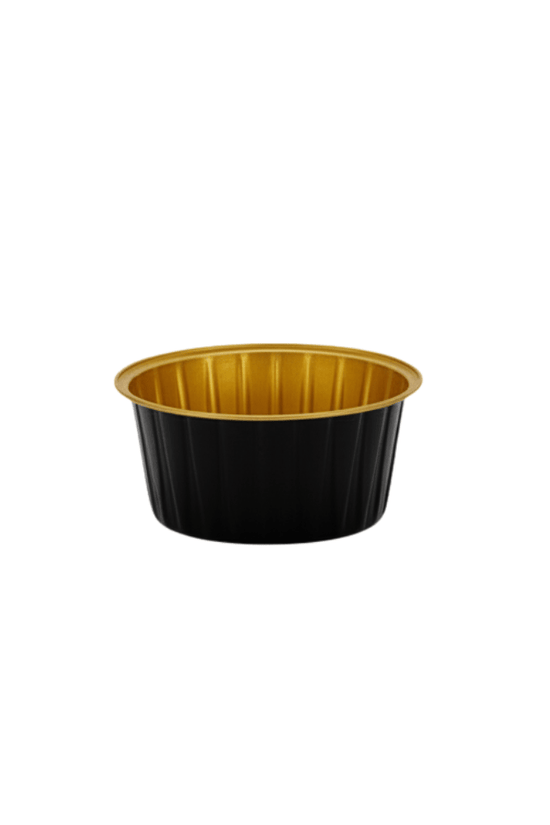 130mL Round Aluminium Ribbed Wall Foil Cake Tin - Black&Gold Series - TEM IMPORTS™