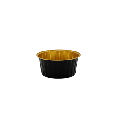 130mL Round Aluminium Ribbed Wall Foil Cake Tin - Black&Gold Series - TEM IMPORTS™