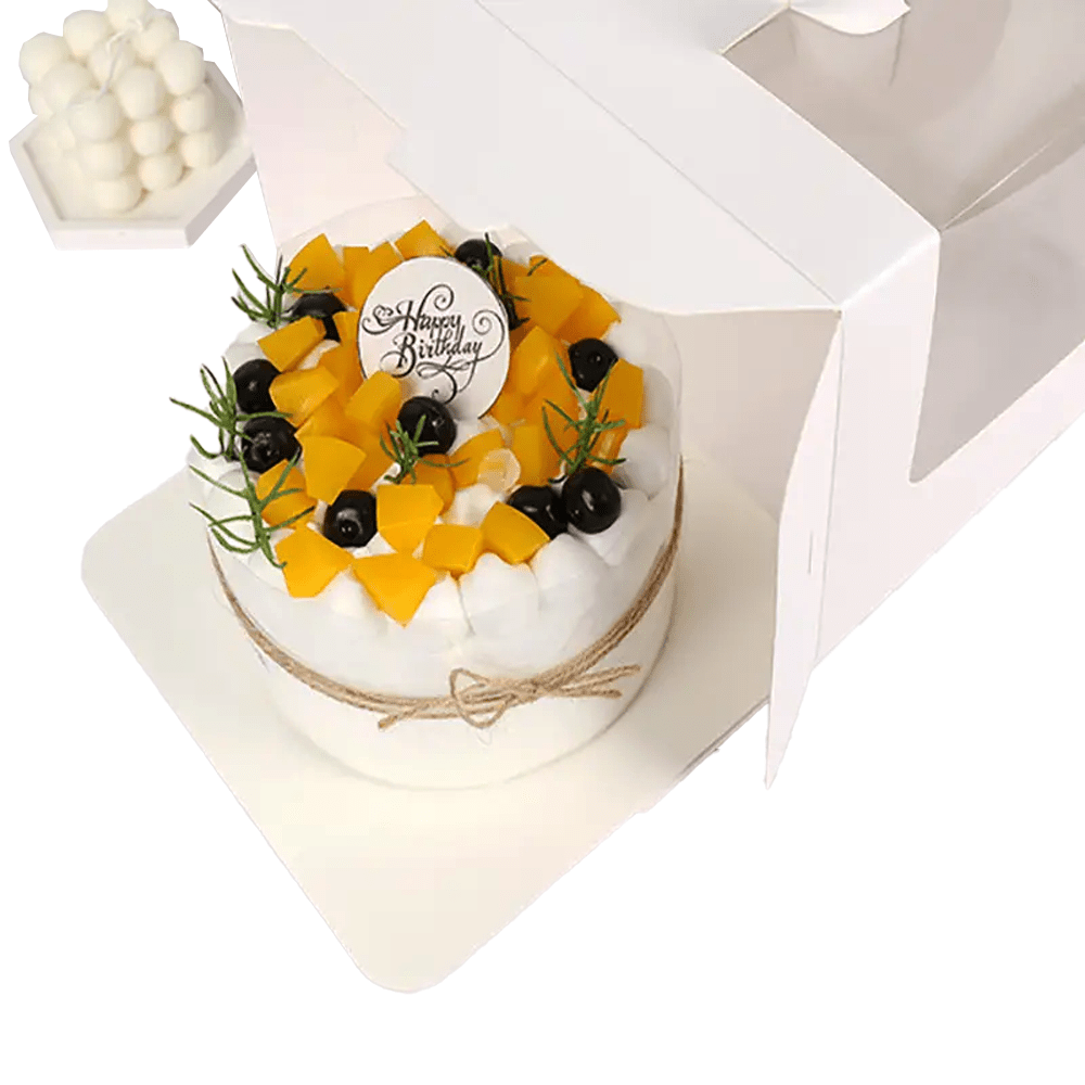 13x13 White Top Handle Window Cake Box With Tray - H10 - TEM IMPORTS™