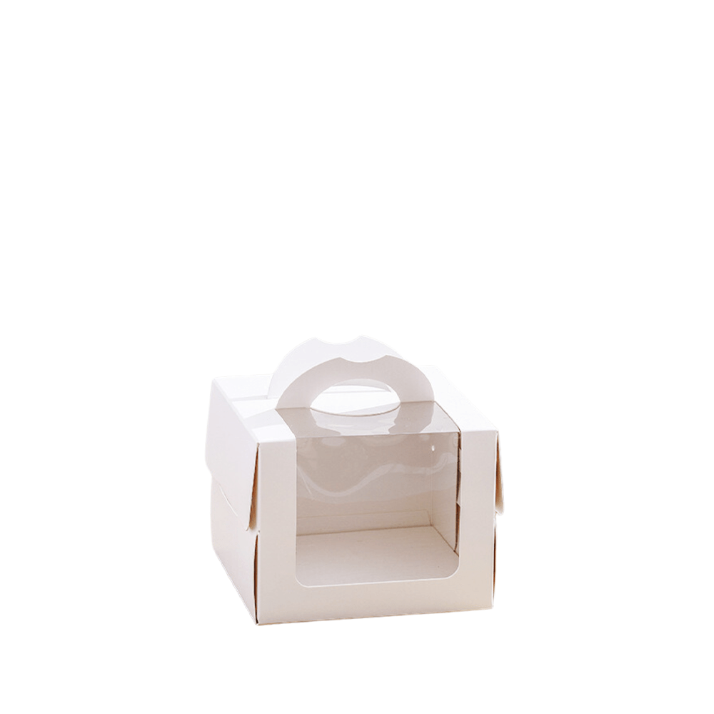 13x13 White Top Handle Window Cake Box With Tray - H10 - TEM IMPORTS™