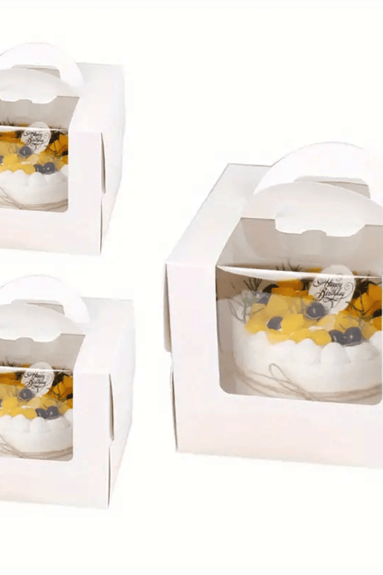 13x13 White Top Handle Window Cake Box With Tray - H10 - TEM IMPORTS™