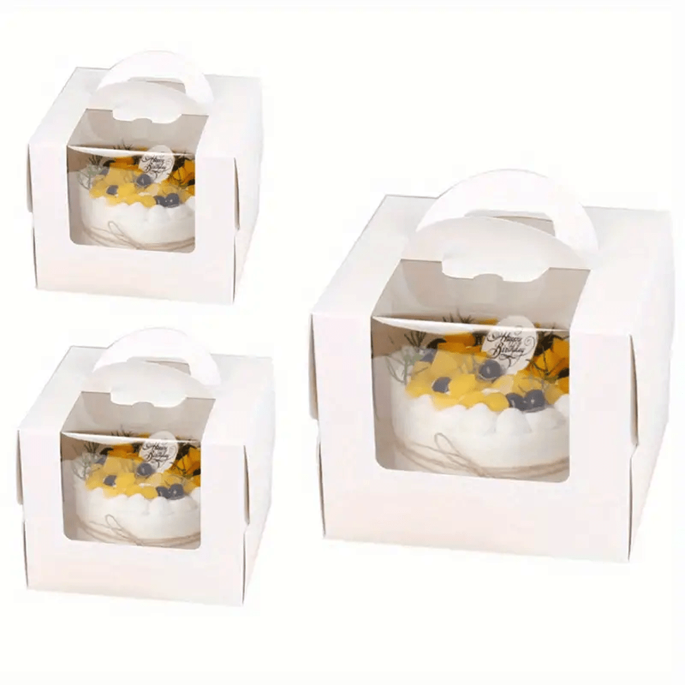 13x13 White Top Handle Window Cake Box With Tray - H10 - TEM IMPORTS™