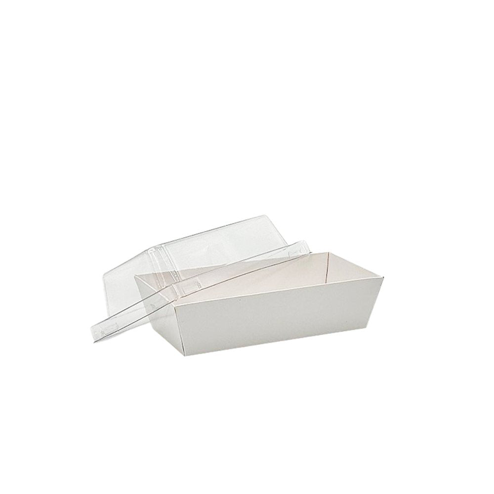 13x7.5cm Rectangular White Paper Tray With Clear Lid - TEM IMPORTS™