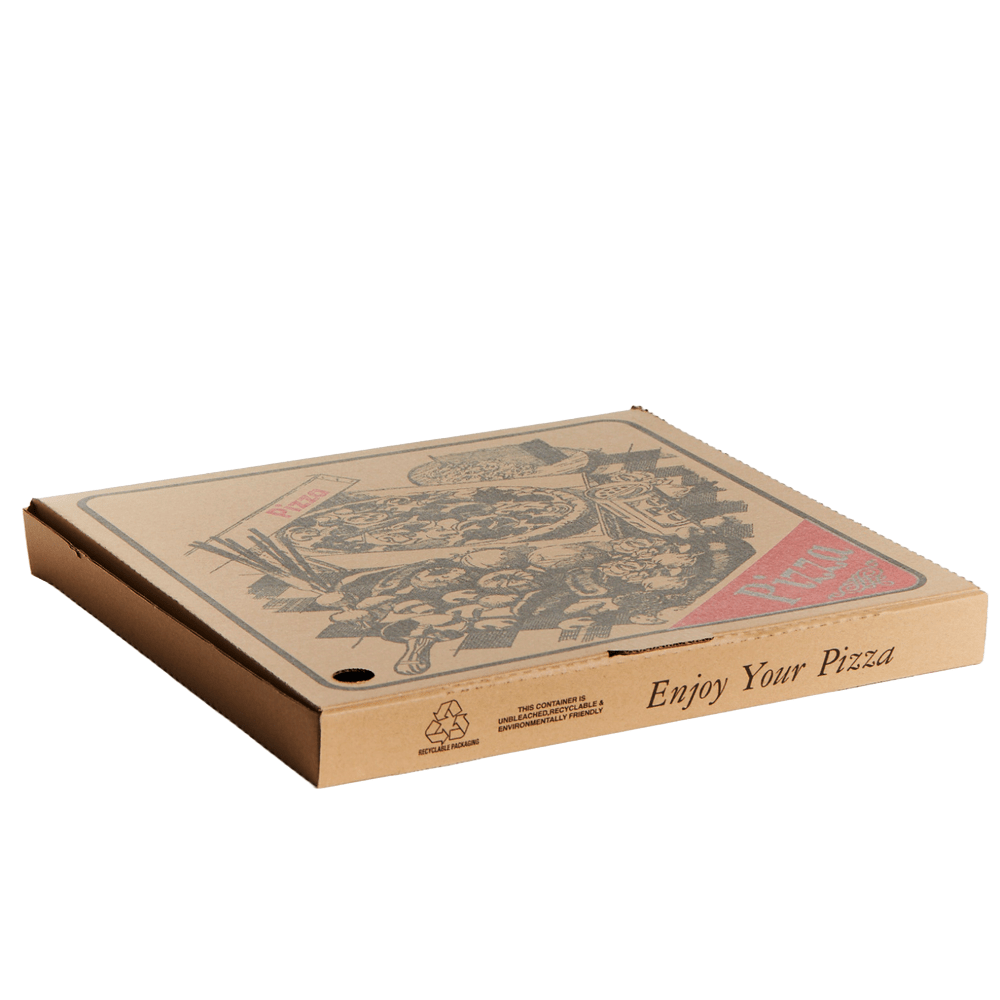 15" Inch Takeaway Kraft Pizza Box Generic Print - 100/CTN - TEM IMPORTS™