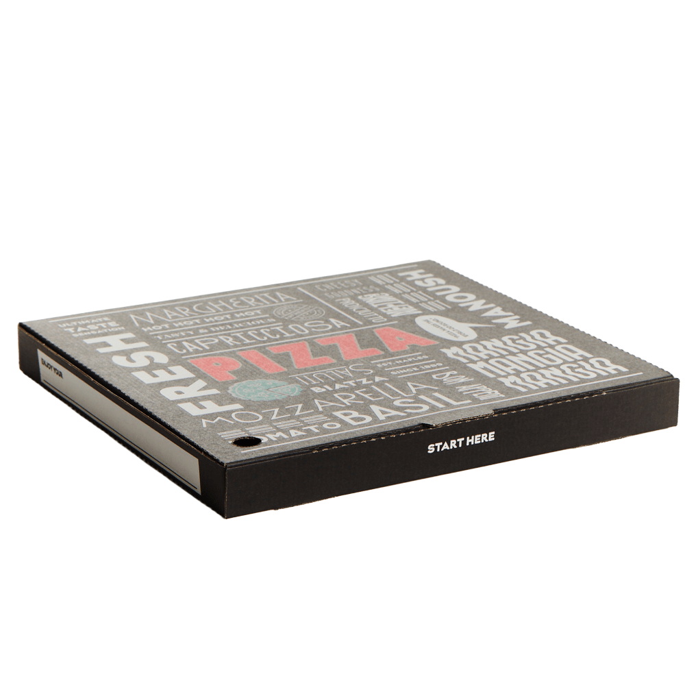 15" Inch Takeaway Pizza Box Printed Black - 100/CTN - TEM IMPORTS™