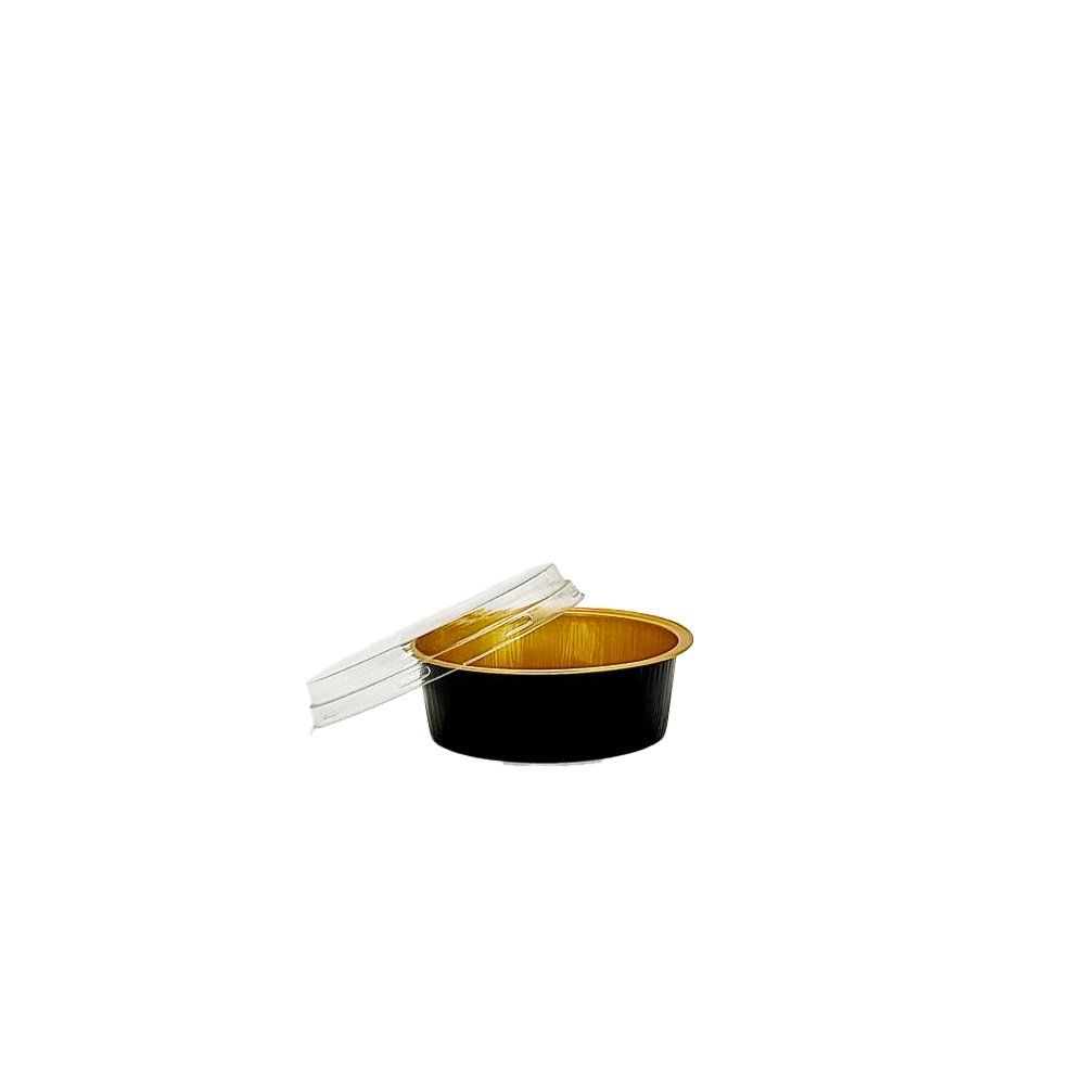 150mL Black & Gold Round Aluminium Foil Cake Tin - TEM IMPORTS™