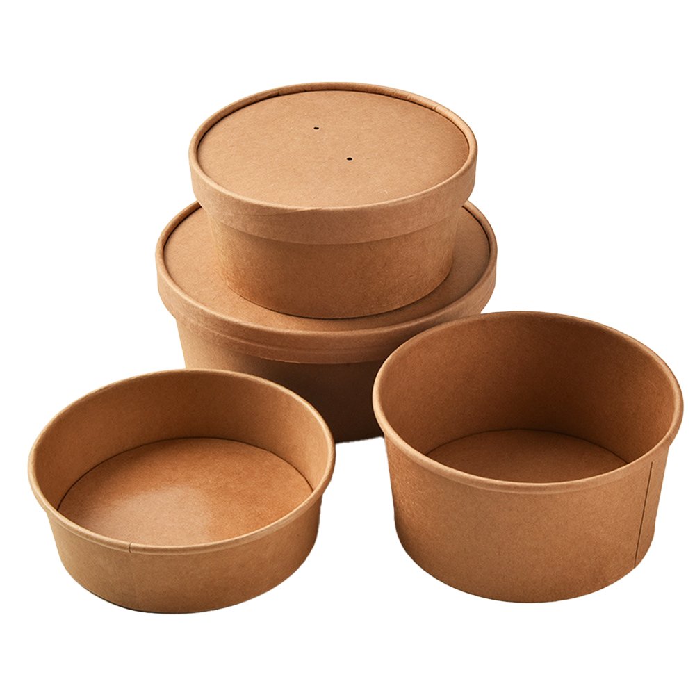 150mm PLA Coated Kraft Paper Lid For 16/25/32oz Salad Bowl - TEM IMPORTS™