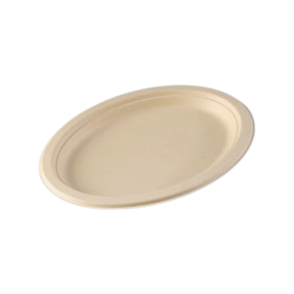 151x254mm Small Natural Oval Sugarcane Plate - TEM IMPORTS™