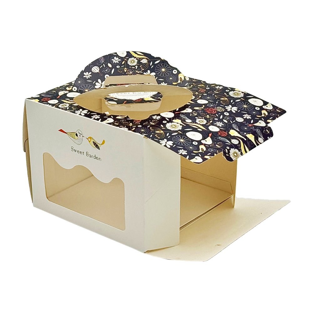 15x15x12 Patisserie Square Cake Box With Window - Sweet Garden - TEM IMPORTS™