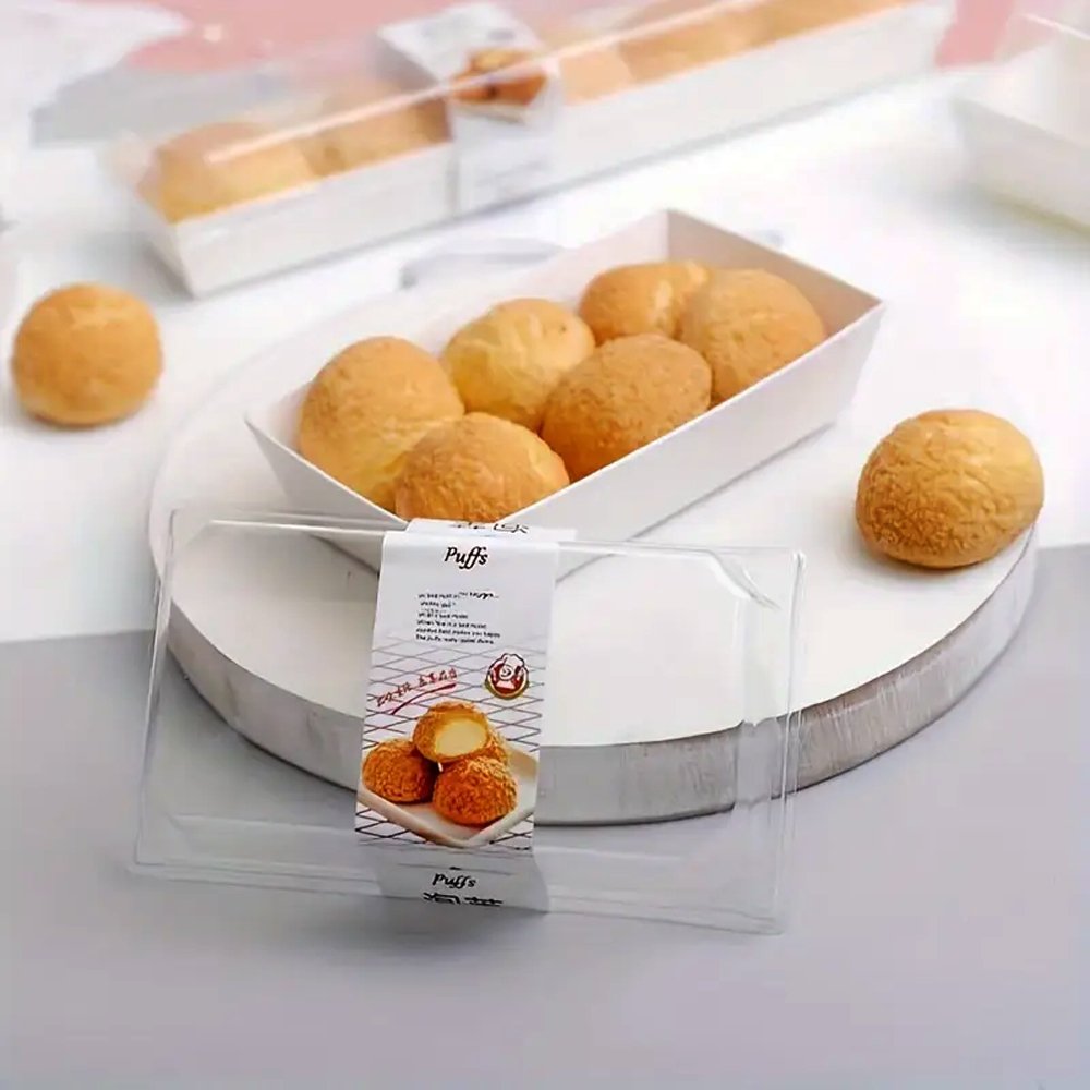 15x8.5cm Rectangular White Paper Tray With Clear Lid - TEM IMPORTS™