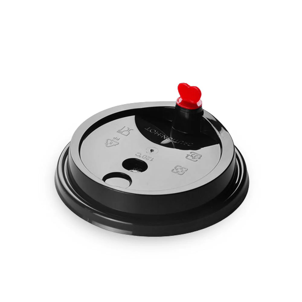 16 - 24oz - (D/90mm) Bubble Tea Cup Lid With Red Heart Plug - TEM IMPORTS™
