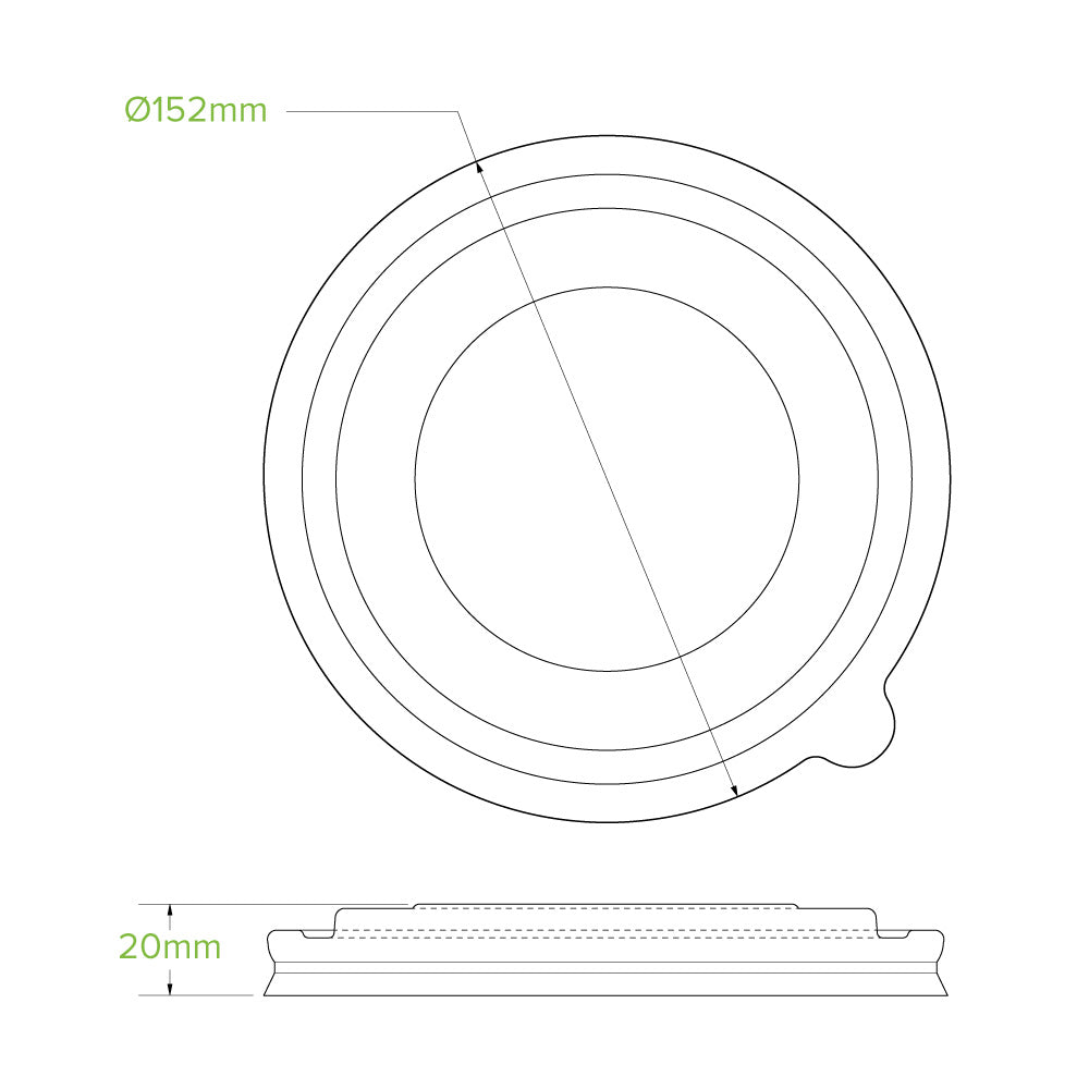 16-33oz/500-1000mL Clear PLA BioBowl Lid - 400pcs/Ctn - TEM IMPORTS™