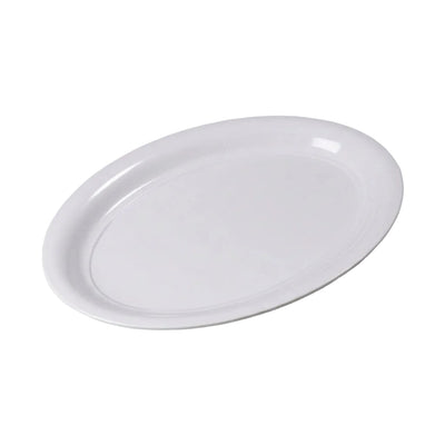16 Inch White Plastic Oval Food Platter - 8 Pack