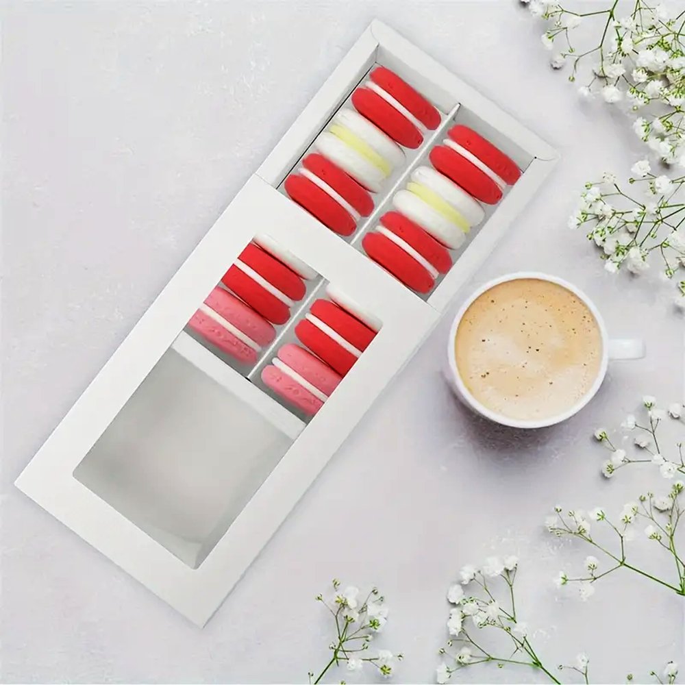 16 Macarons White Paper Box With Window - TEM IMPORTS™