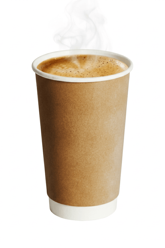 16oz Kraft Double Wall Paper Coffee Cup - 90mm Rim (Carton of 500) - TEM IMPORTS™