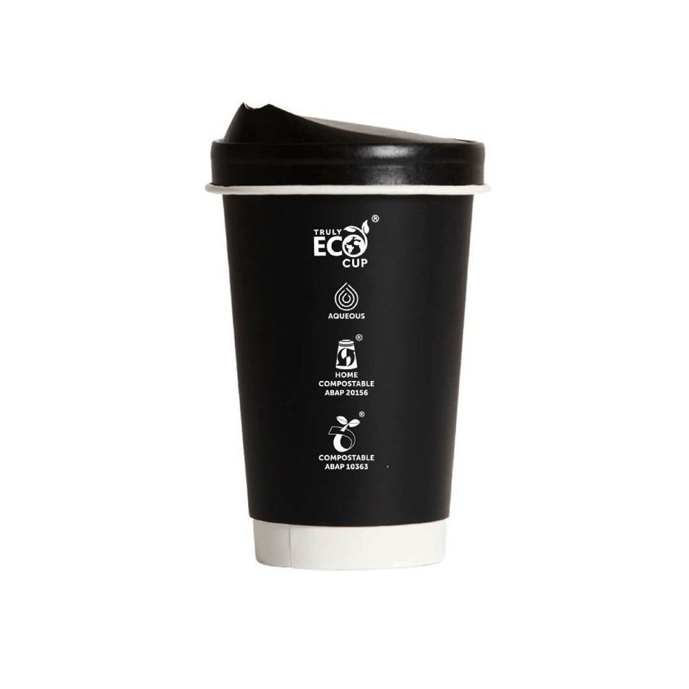 16oz Truly Eco® Aqueous Double Wall Paper Cup Black - 500/CTN - TEM IMPORTS™