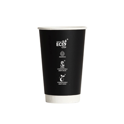 16oz Truly Eco® Aqueous Double Wall Paper Cup Black - 500/CTN - TEM IMPORTS™