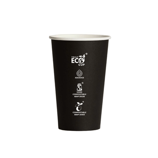 16oz Truly Eco® Aqueous Single Wall Paper Cup Black - 1000/CTN - TEM IMPORTS™
