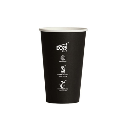 16oz Truly Eco® Aqueous Single Wall Paper Cup Black - 1000/CTN - TEM IMPORTS™