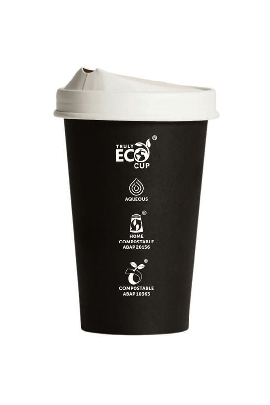 16oz Truly Eco® Aqueous Single Wall Paper Cup Black - 1000/CTN - TEM IMPORTS™