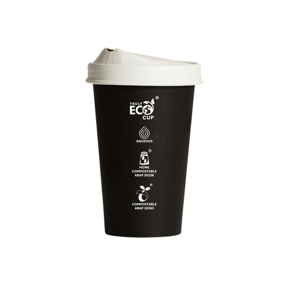 16oz Truly Eco® Aqueous Single Wall Paper Cup Black - 1000/CTN - TEM IMPORTS™