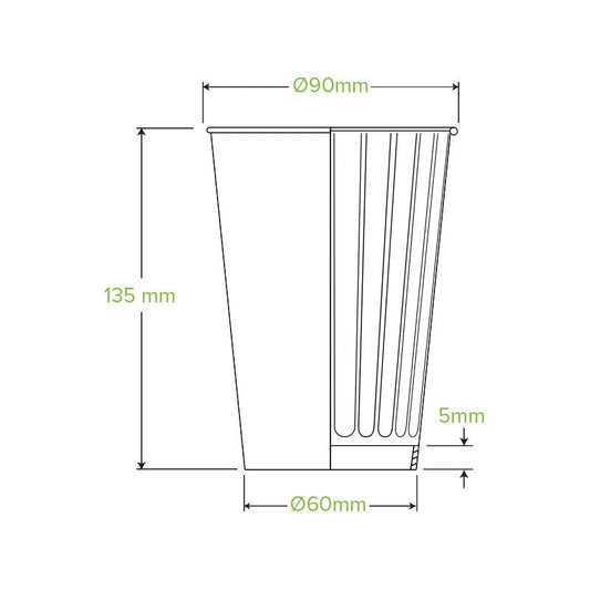 16oz/460mL (90mm) White Double Wall BioCup - 600pcs/ctn - TEM IMPORTS™