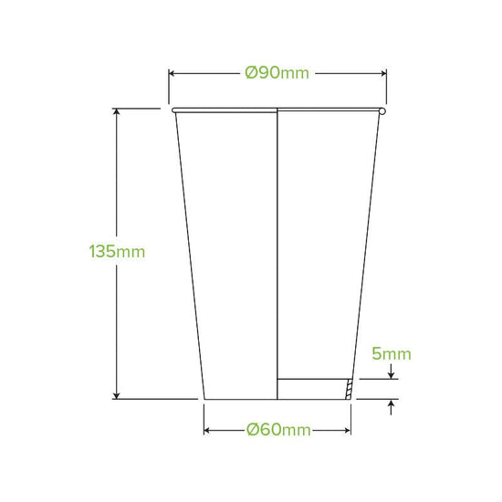 16oz/510mL (90mm) Kraft Green Stripe Single Wall BioCup - 1000pcs/Ctn - TEM IMPORTS™