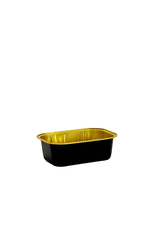 170mL Rectangular Aluminium Foil Cake Tin Black & Gold Series - Smooth Wall