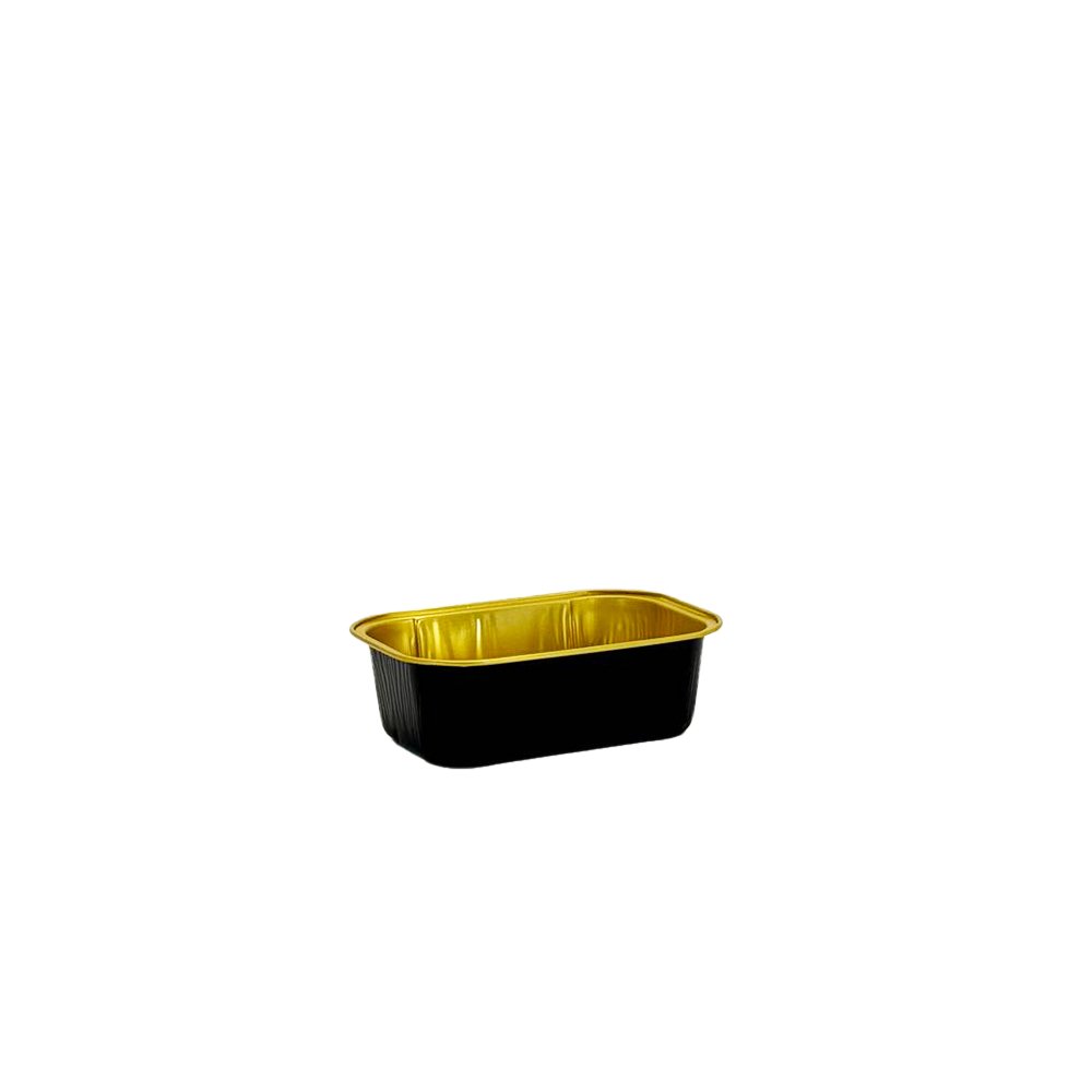 170mL Black & Gold Rectangular Aluminium Foil Cake Tin - TEM IMPORTS™