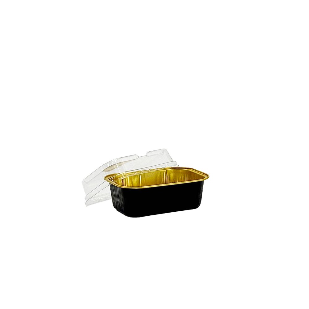 170mL Black & Gold Rectangular Aluminium Foil Cake Tin - TEM IMPORTS™