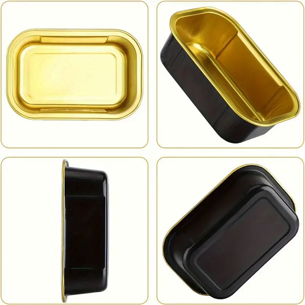 170mL Black & Gold Rectangular Aluminium Foil Cake Tin - TEM IMPORTS™