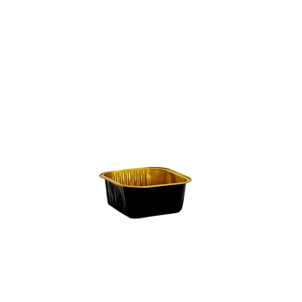 170mL Black & Gold Square Aluminium Foil Cake Tin - TEM IMPORTS™