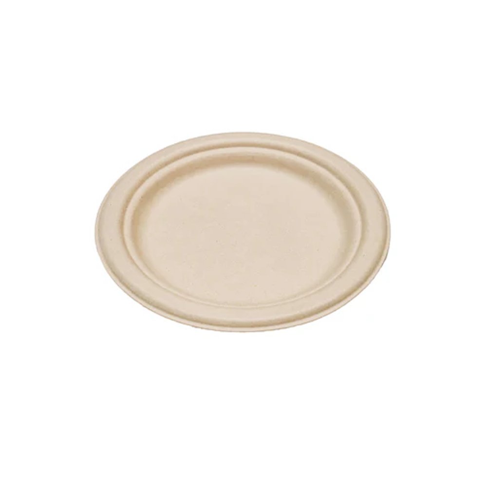 171mm/6.75" Inch Natural Round Sugarcane Plate - TEM IMPORTS™