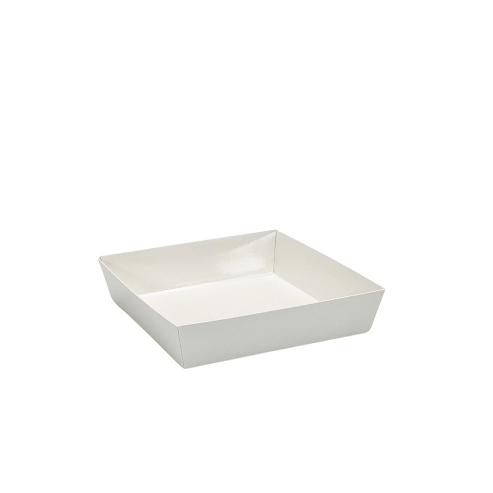 17x17.5cm Square White Paper Tray With Tall Clear Lid - TEM IMPORTS™