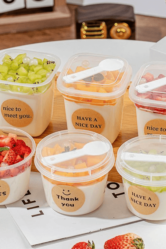 180mL Round Pudding Dessert Reusable PP Cup With Lid - TEM IMPORTS™