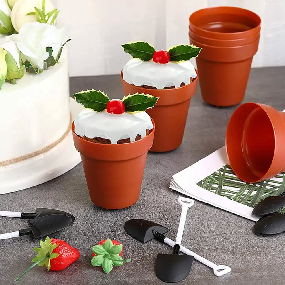 190mL Mini Round Potted Plant Shape Dessert Cup Base - Brown - TEM IMPORTS™