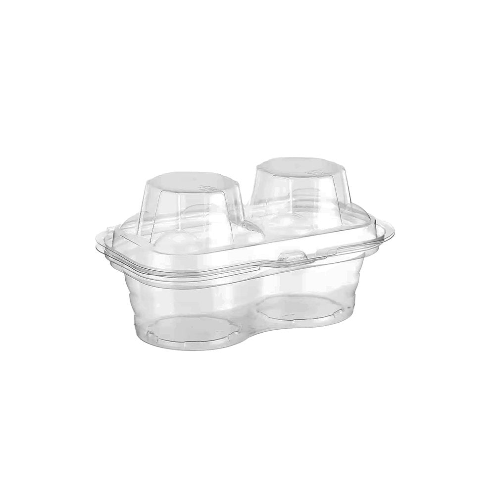 2 CupCake Clear PET Hinged Lid Holder - TEM IMPORTS™