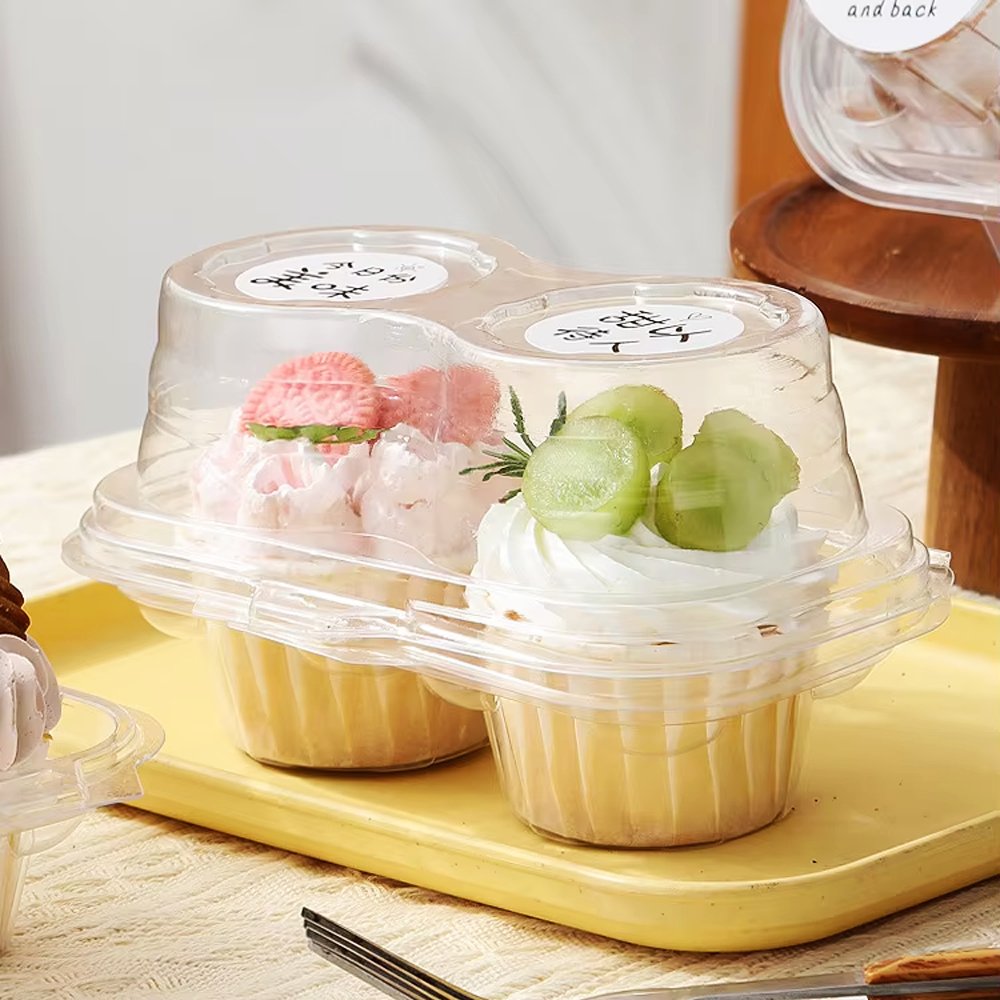 2 CupCake Clear PET Hinged Lid Holder - TEM IMPORTS™