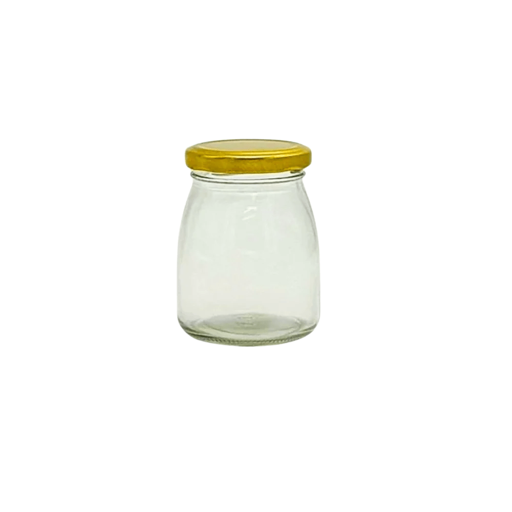 200mL Glass Food Jar with Gold Metal Twist Lid - TEM IMPORTS™