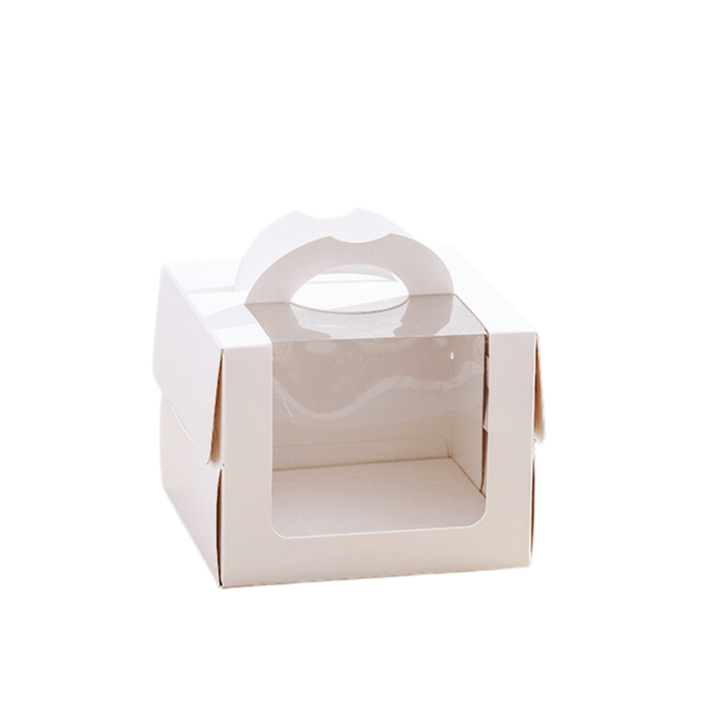 20.5x20.5 White Top Handle Window Cake Box With Tray - H16 - TEM IMPORTS™