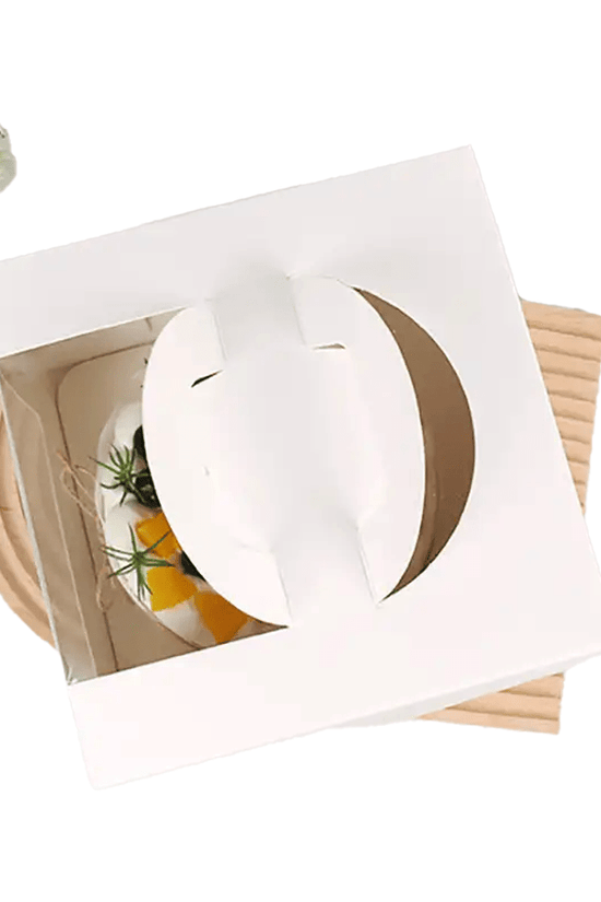 20.5x20.5 White Top Handle Window Cake Box With Tray - H16 - TEM IMPORTS™