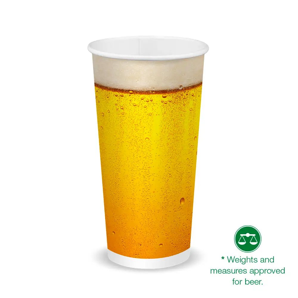 20oz/600mL (90mm) Beer Cold Paper BioCup - 1000/CTN - TEM IMPORTS™