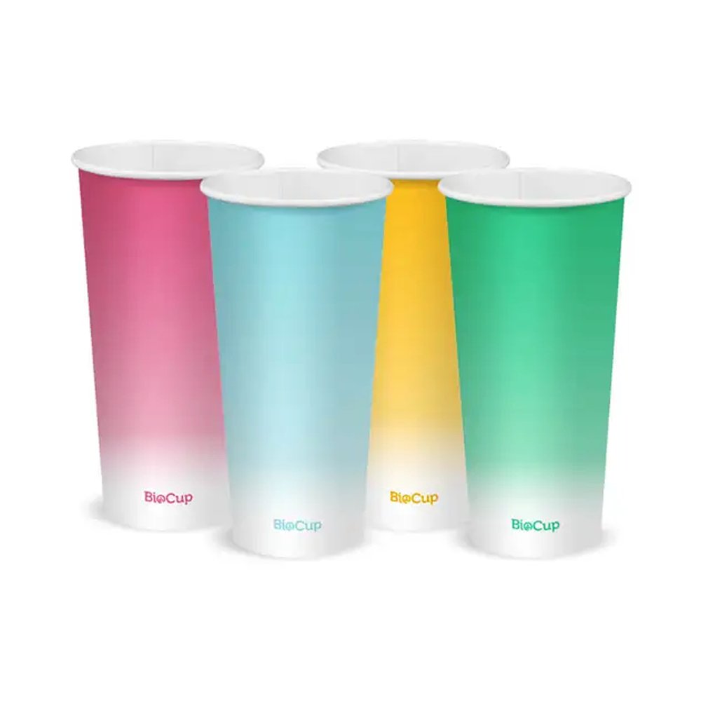 22oz/650mL (90mm) Mixed Colours Cold Paper BioCup - 1000/CTN - TEM IMPORTS™