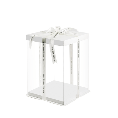22x22x24 Clear Square Cake Box White With Paper Lid - TEM IMPORTS™