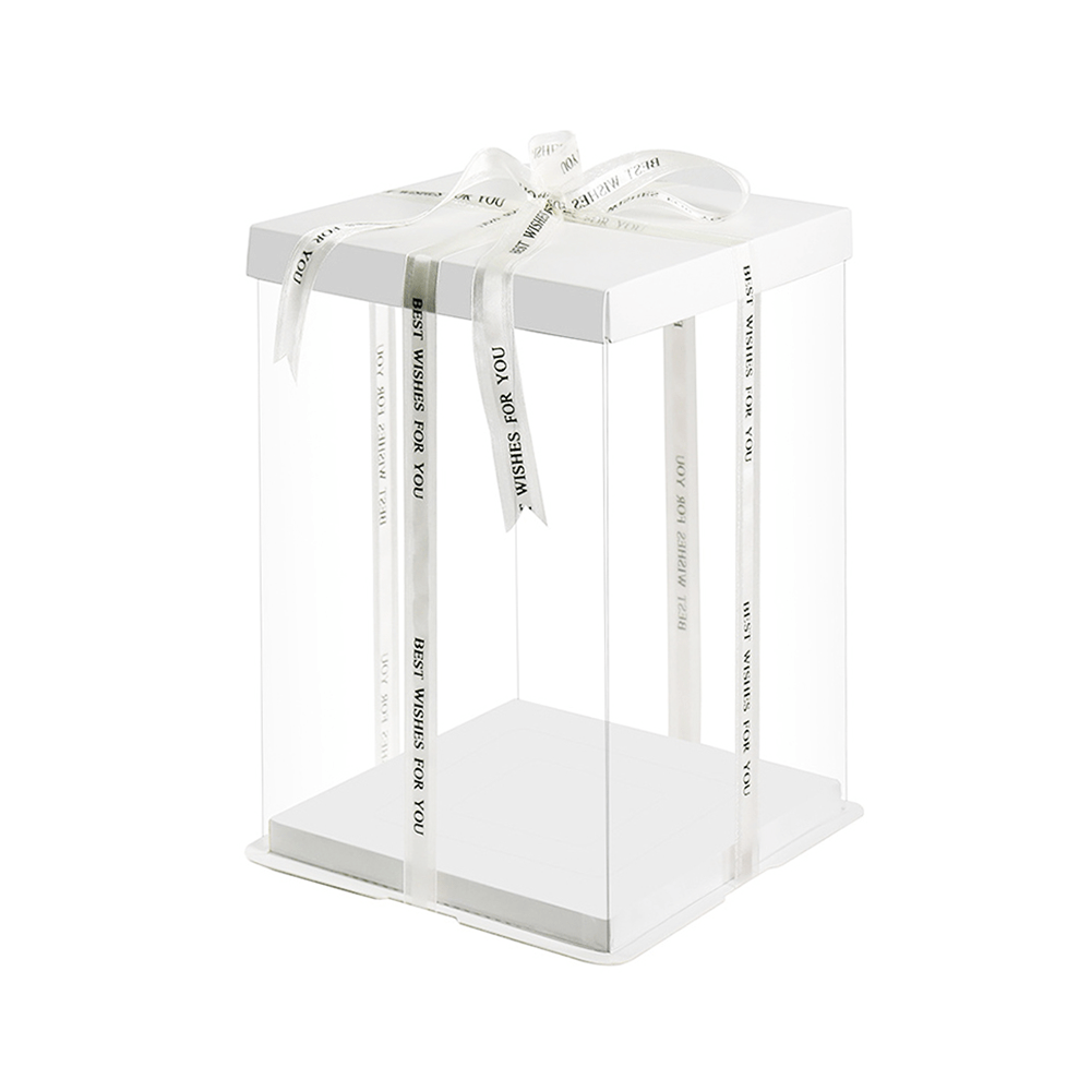 22x22x30 Clear Square Cake Box White With Paper Lid - TEM IMPORTS™