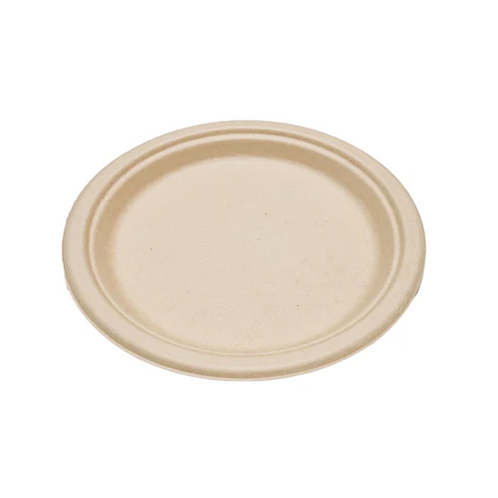 230mm/9" Inch Natural Round Sugarcane Plate - TEM IMPORTS™